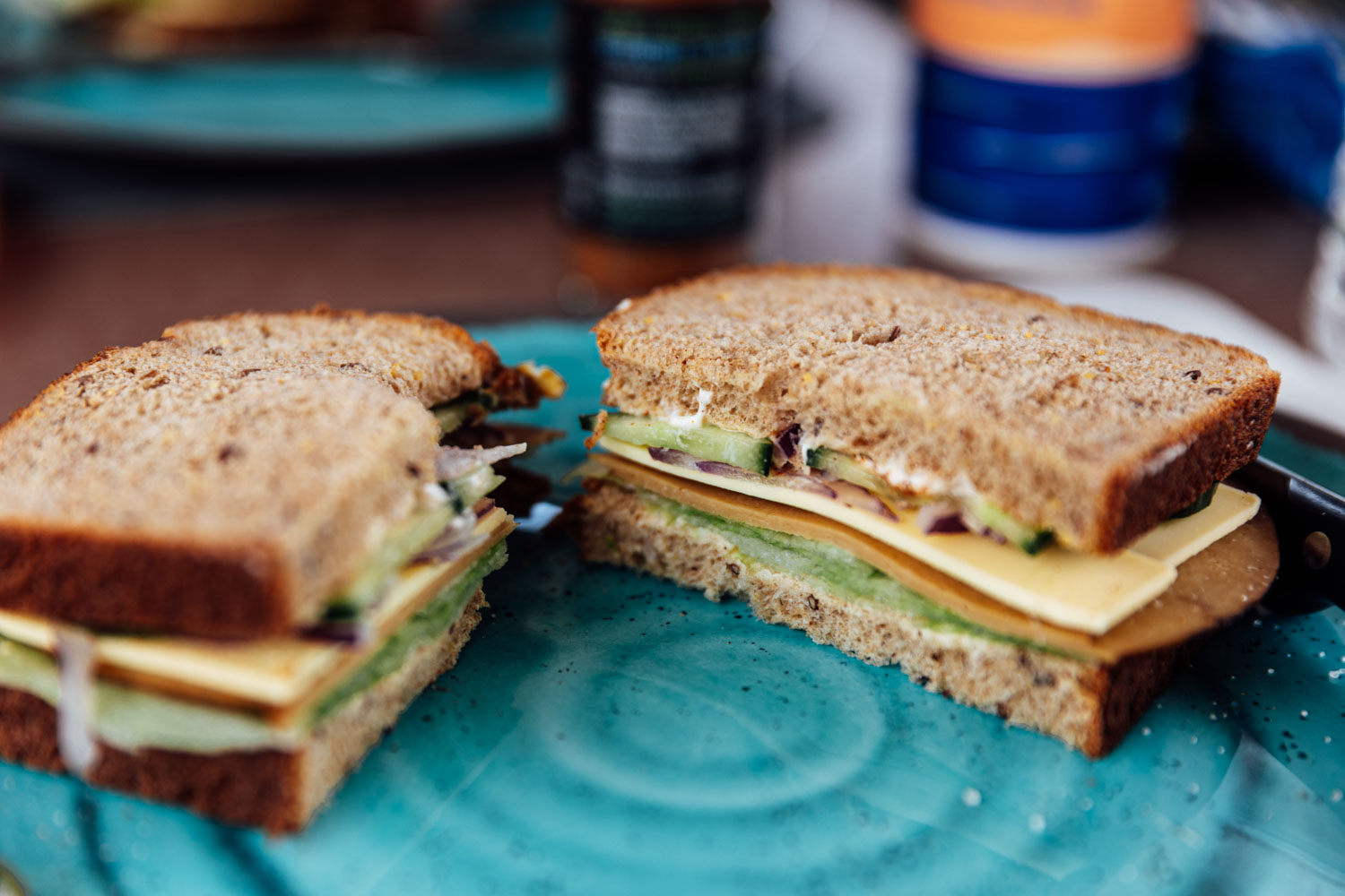 Picknick am Whitedome Trail im Valley of Fire State Park: vegan Sandwiches